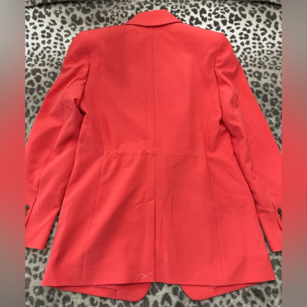 Express Studio Stretch Twill Boyfriend Blazer in Hot Coral Size Small Women’s - Picture 10 of 17